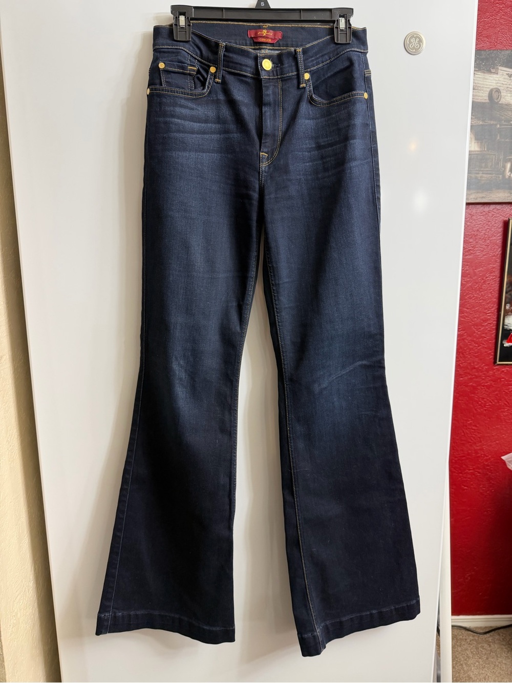 7 For All Mankind Dark Indigo Wide Leg Flare Jeans